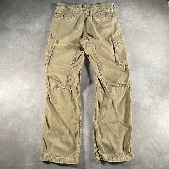 Carhartt Logo Patch Tan Relaxes Fit Cargo Workwear Pants - Picture 1 of 7